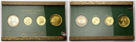 AJMAN Rashid Bin Humaid al-Nuaimi, 1928-1981. Proof Set 1971“Save Venice” in oro ed argento comprendente: 100 Riyals (Canal Grande), 50 Riyals (Cavall...
