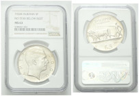 ALBANIA Re Zogu I, 1925-1939. 5 Franga 1926 senza stella Roma. Ag Dr. Testa nuda a d. Rv. Coppia di buoi che tirano un aratro con un contadino che li ...