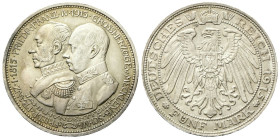 germania Mecklenburg. Frederick Franz IV, 1897-1918. 5 Marchi 1915 A. Ag gr. 27,72 Dr. Busto affiancati a s. Rv. Aquila coronata ad ali spiegate. HM#3...