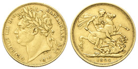 GRAN BRETAGNA Giorgio IV, 1821-1830. Sterlina 1822. Au gr. 7,87 Dr. Testa laureata a s. Rv. San Giorgio che trafigge il drago. KM#682; Fried. 376. Rar...