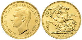 GRAN BRETAGNA Giorgio VI, 1936-1952. 2 Sterline 1937. Au gr. 15,97 Dr. Testa nuda a s. Rv. San Giorgio mentre trafigge il drago. KM#860; Fried. 410. F...