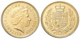 GRAN BRETAGNA Elisabetta II, dal 1952. Sterlina 2002. Au gr. 7,98 Dr. Busto coronato a d. Rv. Stemma inquartato e coronato tra due rami di alloro. KM#...