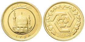 IRAN Repubblica Islamica, dal 1979. Azadi AH 1363 (1984). Au gr. 8,18 Dr. Moschea dell’Imam Reza. Rv. Legenda. KM#1248; Fr. 114. Rara FDC