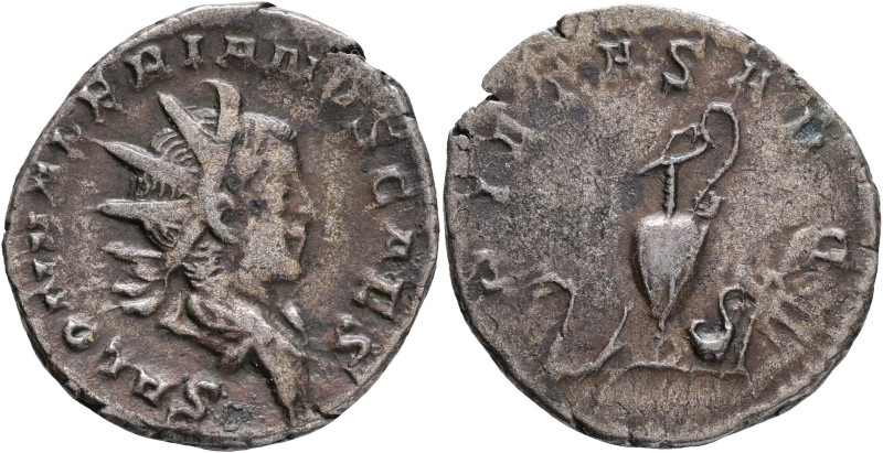 1 Antoninian 256-258 SALONINUS as Caesar , PIETAS AVG, Lugdunum Gaul R!
RIC V.1...