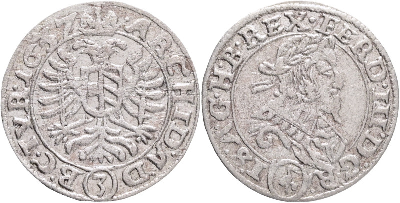 Austria 3 Kreuzer 1637 FERDINAND II., Vienna (Wien)
KM#837 Silver 1,69g 20 mm m...