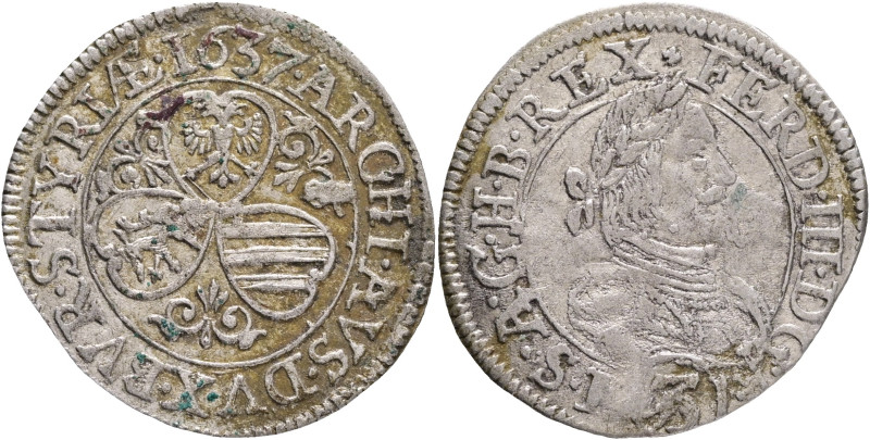 Austria 3 Kreuzer 1637 FERDINAND III. Austria Steiermark Graz
KM#709 Silver 1,7...