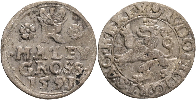 Bohemia 1/2 Groschen-Maley gross 1591 RUDOLPH II. Joachimsthal 
MB#241 Ag. 0,91...