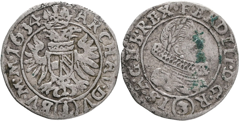 Bohemia 3 Kreuzer 1634 FERDINAND II. Austria, Prague
MKČ 763 Silver 1,78g 20 mm...