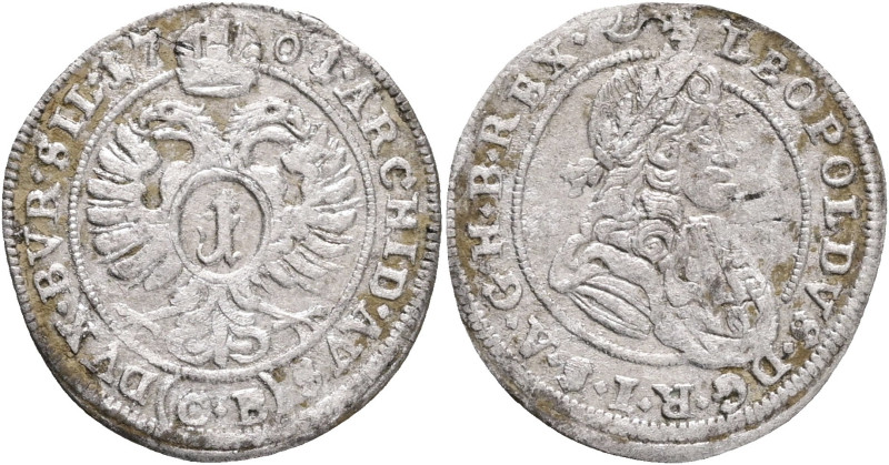 Silesia 1 Kreuzer 1701 CB LEOPOLD I. Austria, Brieg (Brzeg)
K9#1 Silver 0,61g 1...