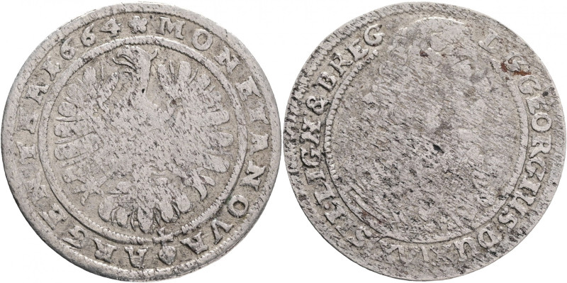 Silesia, XV. Kreuzer, George III. 1664 Liegnitz-Brieg
KM#430 , Ag 5,27g, 28mm m...