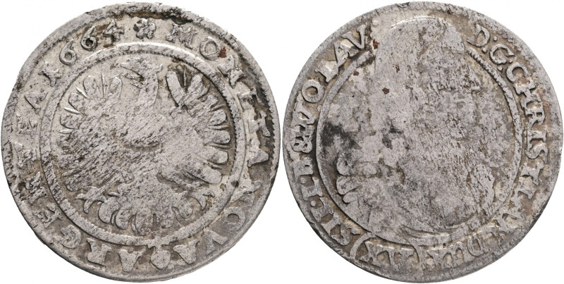 Silesia, XV. Kreuzer, Christian 1664 Liegnitz-Brieg
KM#434 , Ag 5,27g, 28mm min...