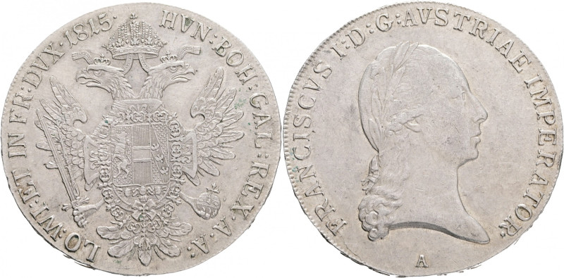 1 Thaler 1815 A FRANZ I., Wien
Kahnt 337 Silver 28,00g 40 mm mint Wien
VF+