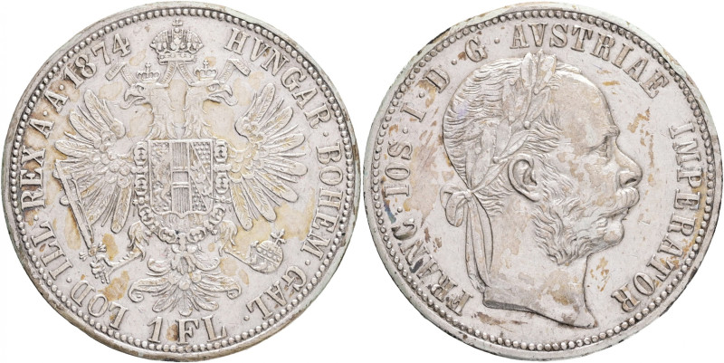 Austria 1 Gulden 1874 FRANZ JOSEPH I.
KM#2222 Ag.900, 12,33g 29/2mm mint Vienna...