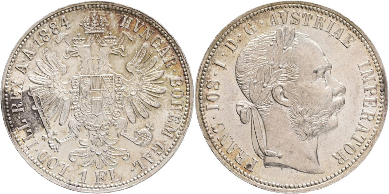 Austria 1 Gulden 1884 FRANZ JOSEPH I. patina 
KM#2222 Ag.900, 12,37g 29/2mm min...