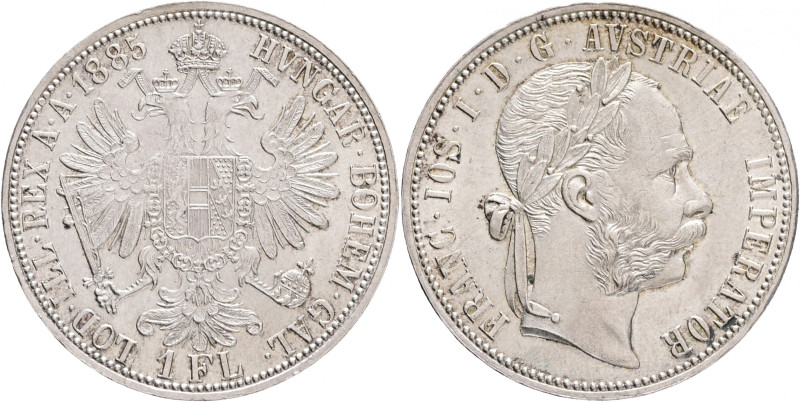 Austria 1 Gulden 1887 FRANZ JOSEPH I. Lustr mint
KM#2222 Ag.900, 12,34g 29/2mm ...