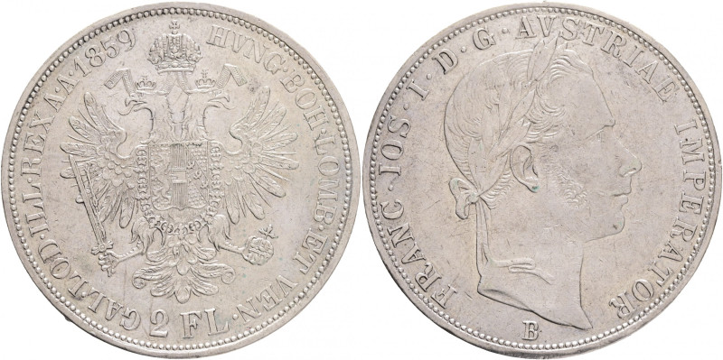 Austria 2 Gulden 1859 B FRANZ JOSEPH I. Kremnica
KM#2230 Ag.900 24,65g 36mm min...