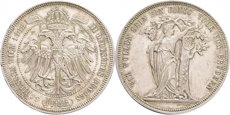 Austria 1 Gulden Medal 1868 FRANCIS JOSEPH I. Third German Shooting Festival Vie...