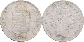 Hungary 1 Forint 1875 K.B. FRANZ JOSEPH I. Kremnica
KM#453,ÉH#1464 Ag.900, 12,30g 29/2,mm Franz Joseph I. Kremnica
XF-