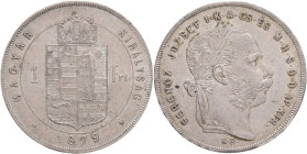 Hungary 1 Forint 1879 K.B. FRANZ JOSEPH I. Kremnica
KM#465,ÉH#1464 Ag.900, 12,35g 29/2,mm Franz Joseph I. Kremnica
UNC