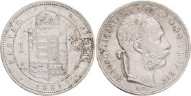 Hungary 1 Forint 1881 K.B. FRANZ JOSEPH I. Kremnica
KM#465,ÉH#1464 Ag.900, 12,35g 29/2,mm Franz Joseph I. Kremnica
XF-