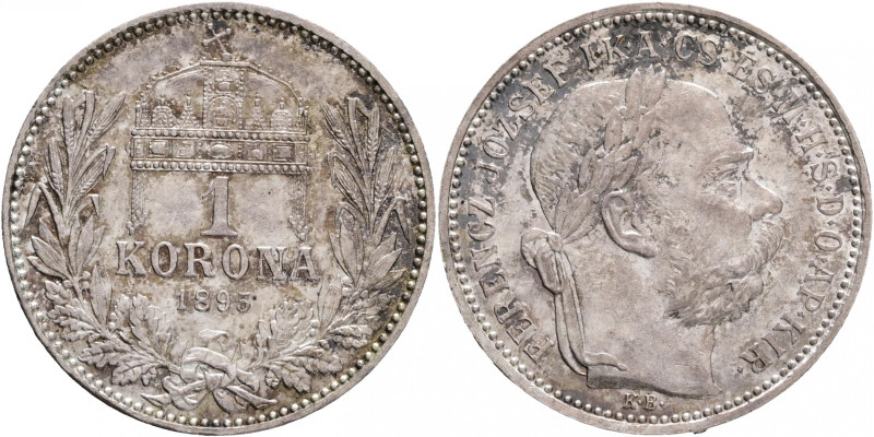 Hungary 1 Korona 1895 K.B. Franz Joseph I.
KM#492, ÉH#1495 Ag.835 5,03g, 23/1,5...