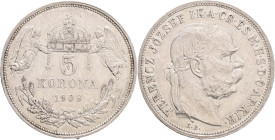 Hungary 5 Corona 1909 K.B. FRANZ JOSEPH I.
KM#488, ÉH#1492 Ag.900 24g 36/2,6mm Kremnica 
XF