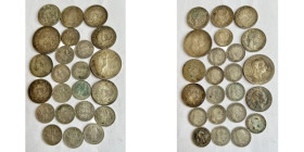 Lot 23 Coins FRANZ JOSEPH I. Silver 202g 1 and 5corona, 1 Gulden Mix
