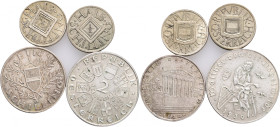 Lot 4 coins First republik 1-2 Schillings Ag 1924-30
XF