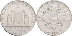 2 Schilling 1937 St. Karl Church Austria I.republic
KM#2859 Ag.640 12,07g, 29,4mm mint Vienna
UNC-