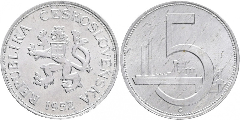 5 Kčs 1952 trial mint Aluminium , original RR!
KM#34 Al. 1,7g 23,5mm mint Kremn...