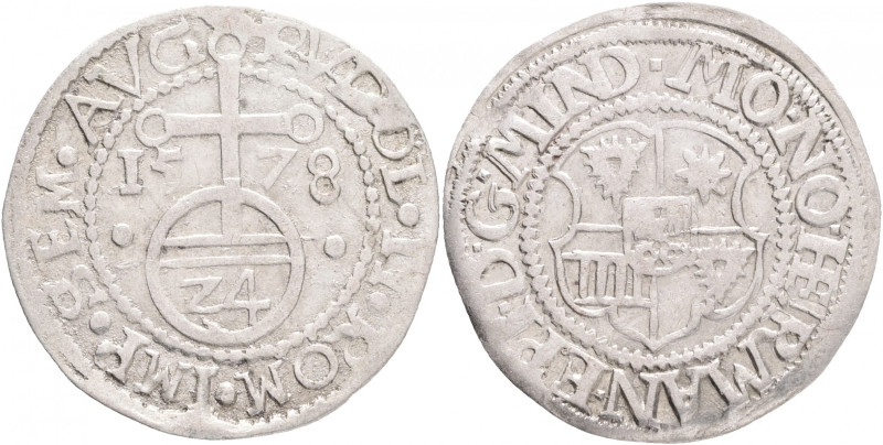 Minden 1/24 Thaler 1578 HERMANN VON SCHAUENBURG Bistum Minden
Wertzahl 24 Silve...