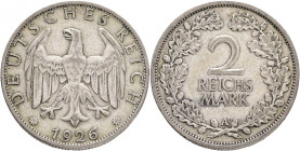 Weimar rep. 2 Mark 1926 A 
 J#320, Ag.500 10g , 26mm, Berlin
XF