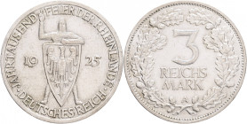 Weimar rep. 3 Mark 1925 A 1000th Anniversary of Rheinland
 J#321, Ag. 500 15,01g, 30/2,5 mm, Berlin
UNC-