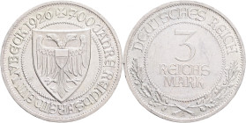 Weimar rep. 3 Mark 1926 A 700th Anniversary of Freedom for Lubeck
 J#323, Ag.500 15g , 30mm, Berlin
XF
