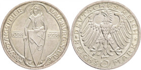 Weimar rep. 3 Mark 1928 A 900th Anniversary of the founding of Naumburg
 J#333, Ag.500 15g , 30mm, Berlin, place with lustr mint
UNC