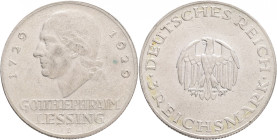 Weimar rep. 3 Mark 1929 D 200th Anniversary of Gotthold Lessing
 J#335, Ag.500 15g , 30mm, Munich
UNC-