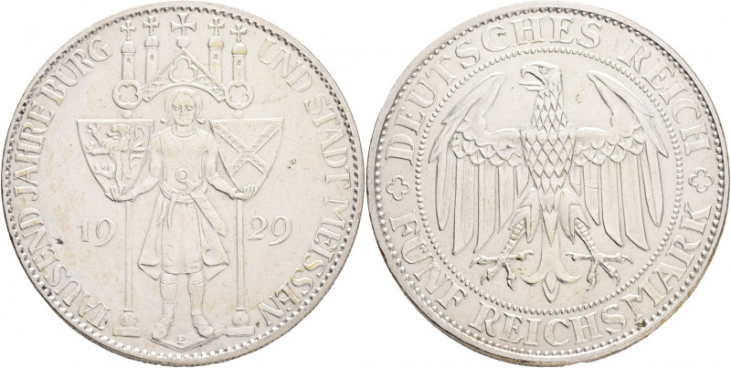 Weimar rep. 5 Mark 1929 E 1000th Anniversary of Meissen
J#339 Ag.500 25g 36mm m...