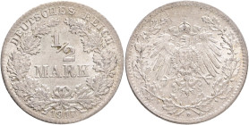 Germany empire 1/2 Mark 1917 B WILLHELM II. 
J#16 Ag.900 2,78g 20/1,05mm B Hannover
XF+