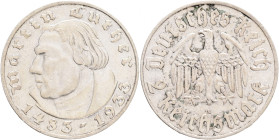 Third Reich 2 Mark 1933 A Martin Luther
 J#352, Ag.625 8g , 25mm, Berlin patina
XF-