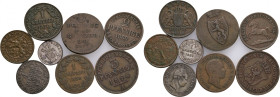 Lot 8 coins Germany states Cooper, Billon
XF/VF
