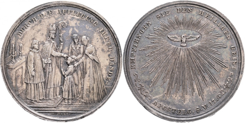 Medal ND. "Through the laying on of hands of your hands you receive the Holy spi...