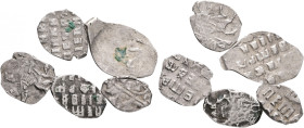 Russian Empire 1 Kopeck Lot 5 coins ND Peter I.
KG#73 - 1782, Ag.960 1,41g 5pcs, mix
XF/F