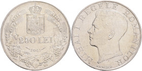 250 Lei 1941 Kingdom MICHAEL I. Var. NIHIL SIME DEO
KM#59.3 Ag.835 12,02g 30mm author Haralambei Ionescu mint Bucharest
XF