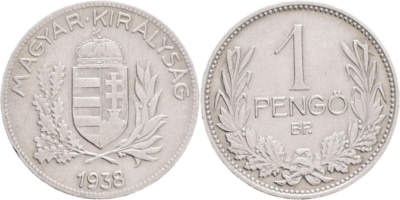 1 Pengö 1938 BP Miklós Horthy
KM#510 Silver Ag.640 5g 22,88mm author Jozsef Rem...