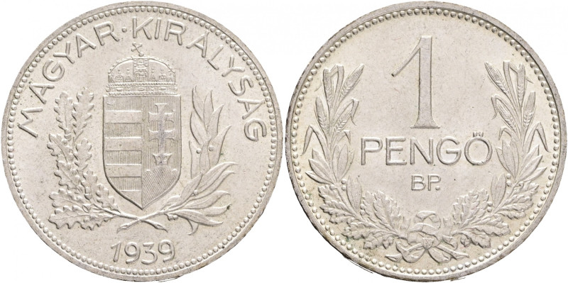 1 Pengö 1939 BP Miklós Horthy
KM#510 Silver Ag.640 5g 22,88mm author Jozsef Rem...