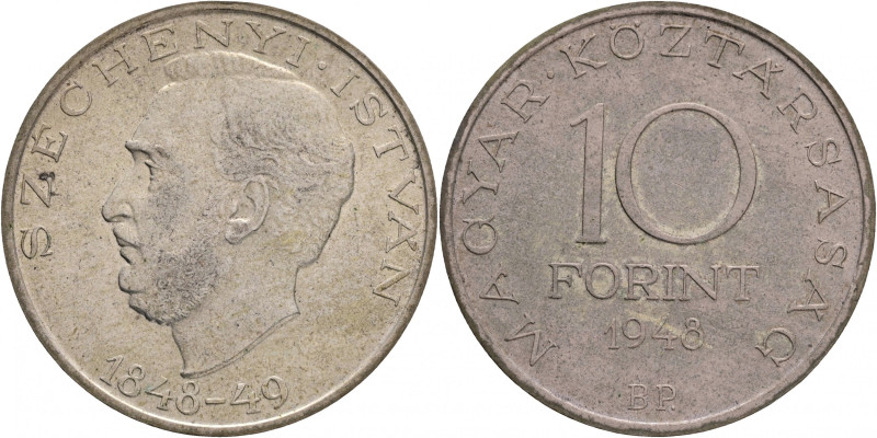 10 Forint 1948 BP Republik, Centenary of 1848 Revolution - Széchenyi István, pat...