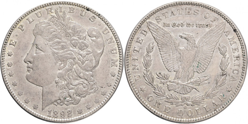 1 Dollar 1892 O MORGAN 
KM#110 Silver Ag.900 26,81g 38,1/2,40mm mint New Orlean...