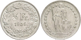 ½ Franc 1956 Helvetia standing
KM#29a Silver Ag.835 2,51g 18,2mm mint Bern
XF