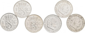 Lot 3 coins 1 Gulden 1954,5,6 JULIANA
KM#184 Silver Ag.720 6,5g 25mm
UNC/XF