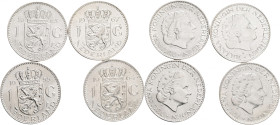 Lot 4 coins 1 Gulden 1955,6,64,7 JULIANA
KM#184 Silver Ag.720 6,5g 25mm
UNC